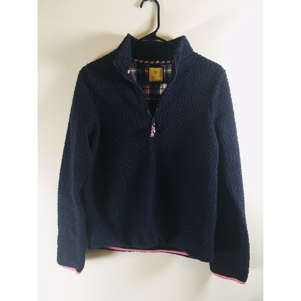 Prince and Fox Sweater Women's, Size Small, Black Pink, Fleece, Quarter Zip